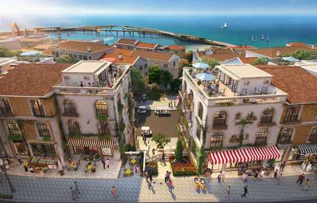 Thiết kế kiến trúc Taormina các căn Shophouse The Center thị trấn Địa Trung Hải.