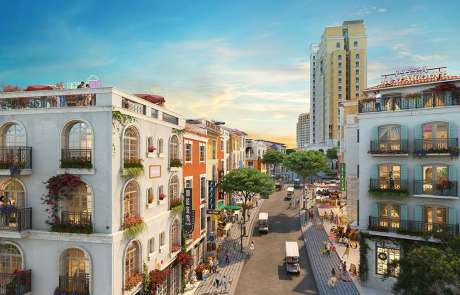 Thiết kế kiến trúc Taormina các căn Shophouse The Center thị trấn Địa Trung Hải.