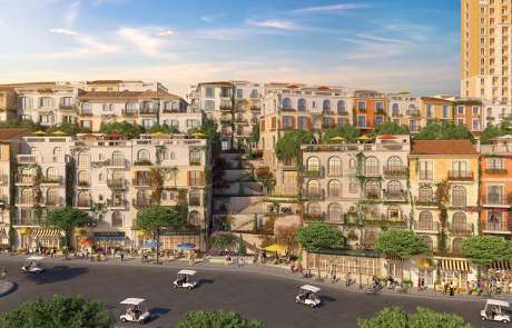 Thiết kế kiến trúc Taormina các căn Shophouse The Center thị trấn Địa Trung Hải.