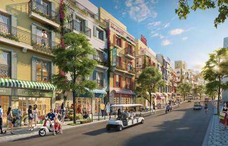 Thiết kế kiến trúc Taormina các căn Shophouse The Center thị trấn Địa Trung Hải.