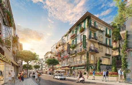 Thiết kế kiến trúc Taormina các căn Shophouse The Center thị trấn Địa Trung Hải.