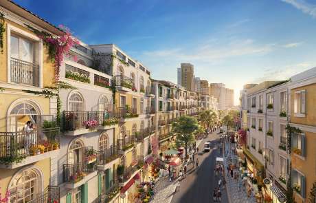 Thiết kế kiến trúc Taormina các căn Shophouse The Center thị trấn Địa Trung Hải.