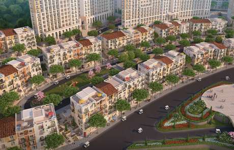 Thiết kế kiến trúc Taormina các căn Shophouse The Center thị trấn Địa Trung Hải.