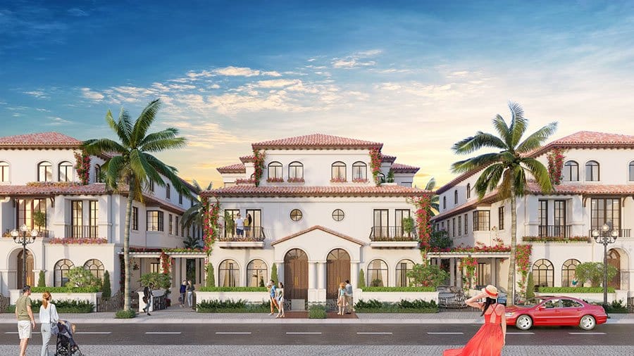 Phối cảnh minh họa biệt thự nghỉ dưỡng ven sông Đơ mang phong cách Miami.