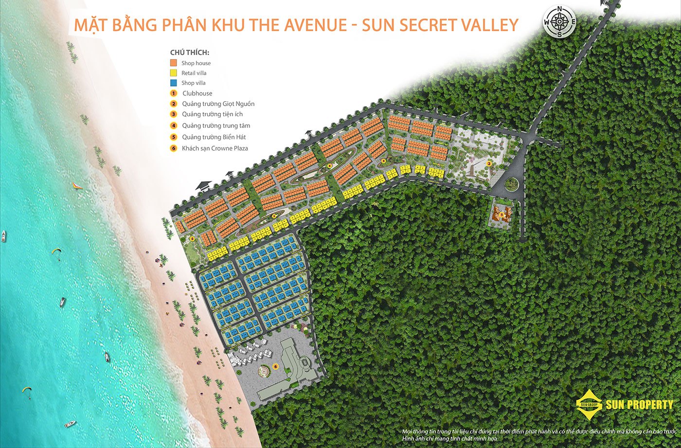 Mặt bằng phân khu The Avenue, dự án Sun Secret Valley Phú Quốc Mặt bằng phân khu The Avenue, dự án Sun Secret Valley Phú Quốc