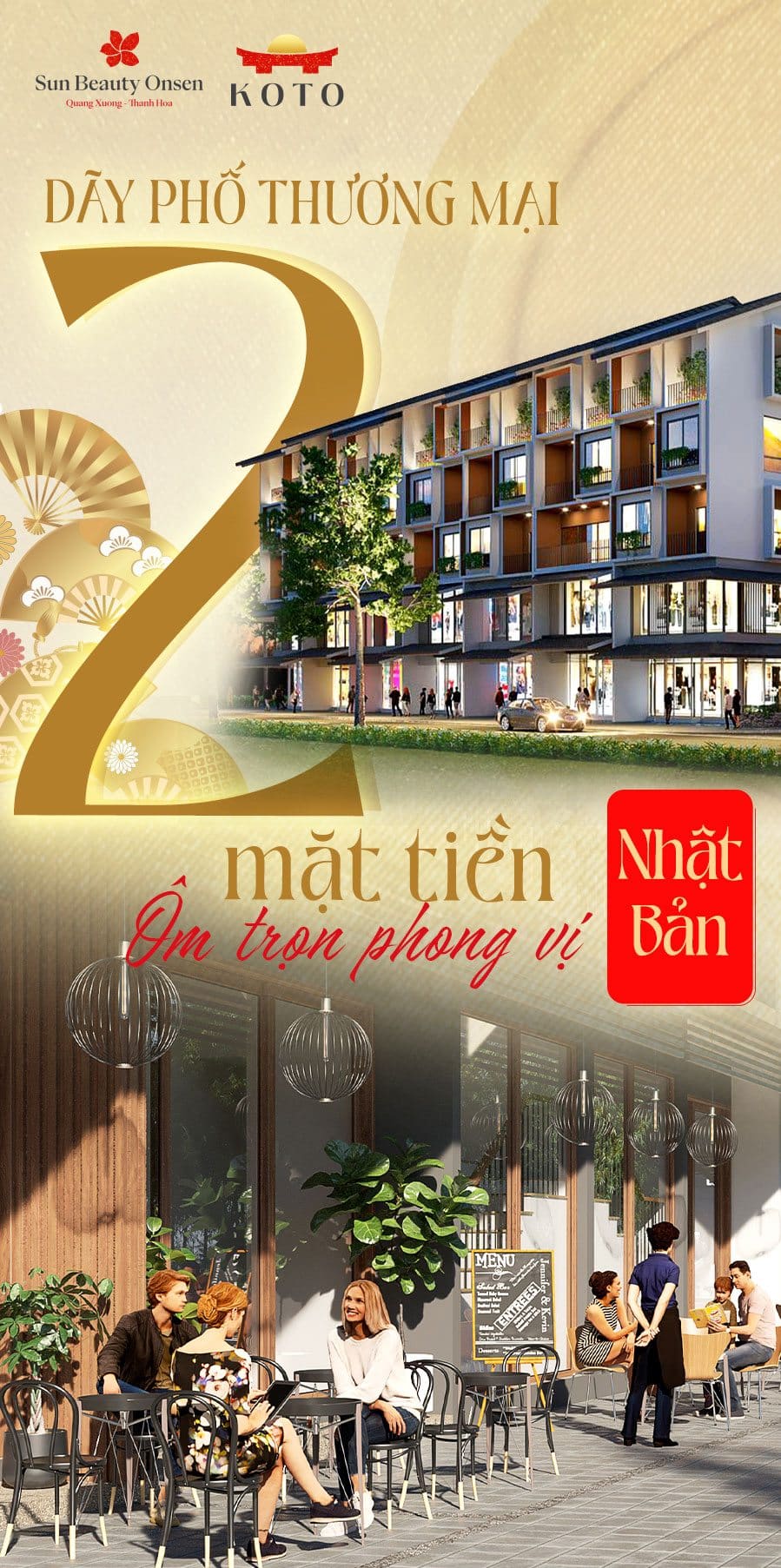 Dãy nhà phố thương mại 2 mặt tiền ôm trọn phong vị.