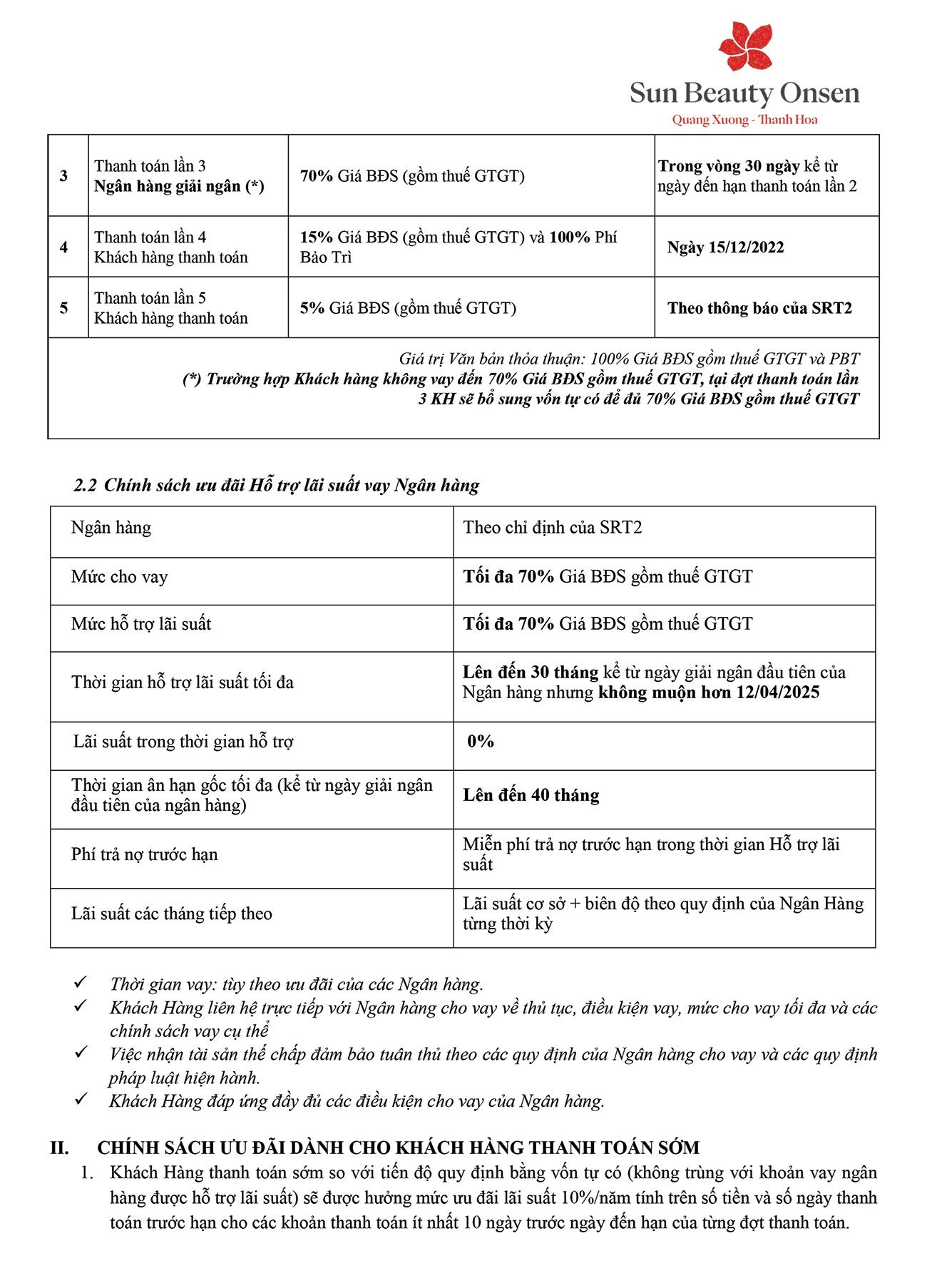 Chính sách bán hàng biệt thự Sun Beauty Onsen tháng 09/2022 Trang 3.