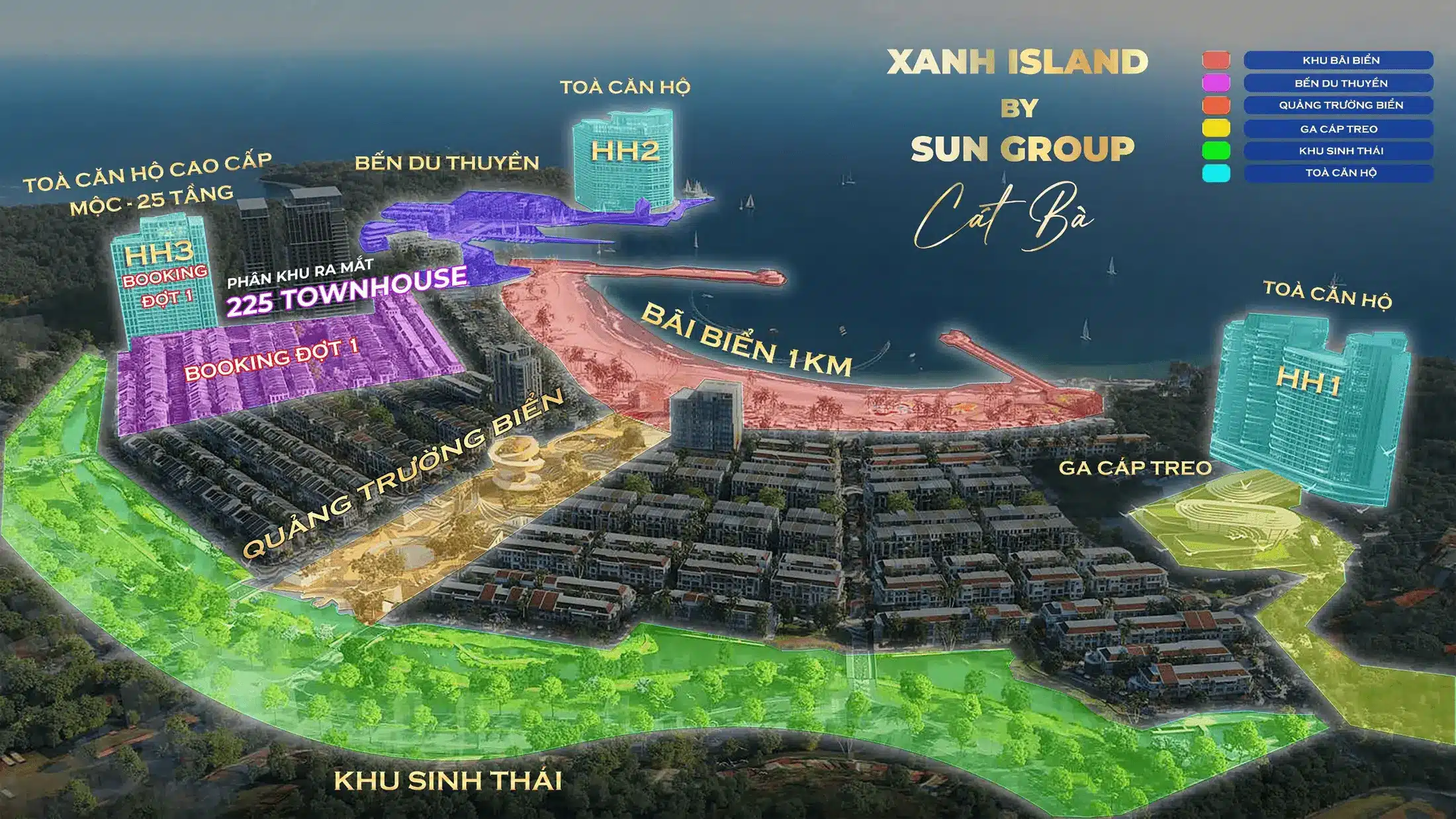 Mặt bằng tổng thể dự án Xanh Island Cát Bà được phát triển bởi tập đoàn Sun Group.
